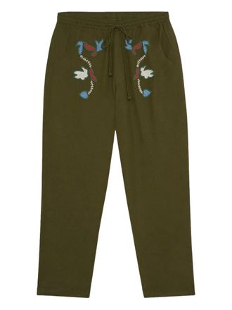 Baziszt Pantaloni Rouat con ricamo - Verde