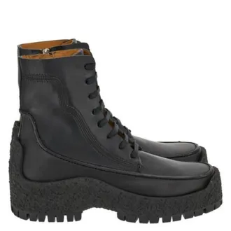 Ferragamo Rugged Platform Lace-Up Boots, Size 9 EE