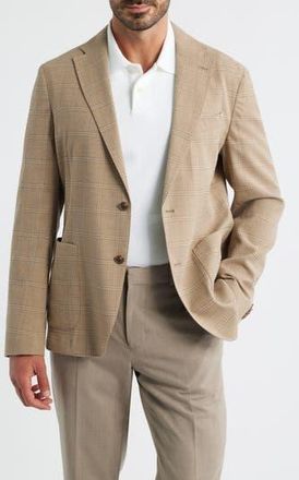 BOSS Hanry Slim Fit Check Stretch Wool & Cotton Sport Coat in Medium Beige at Nordstrom Rack, Size 40 Regular