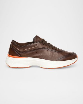 Santoni Mens Bounce Lambskin Runner Sneakers