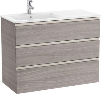 Roca Roca - Pack Unik Mueble De 3 Cajones + Lavabo A La Izquierda The Gap Color: Roble City Texturizado