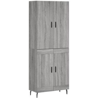 vidaXL Vidaxl - Aparador Alto Madera Contrachapada Gris Sonoma 69,5x34x180 Cm