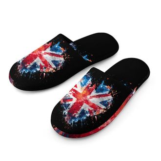 Generic Heart United Kingdom Flag Splash Mens House Slippers Slip Indoor Slipper On Shoes Warm Outdoor