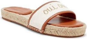 Cinq &agrave; Sept Josephine Embroidered Espadrille Slide Sandal in Natural/Cognac at Nordstrom Rack, Size 7Us / 37Eu