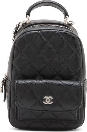 Chanel 2021-2025 Mini CC Quilted Caviar backpack - Black