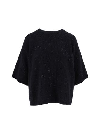 Fabiana Filippi Night Blue Platinum Sequined Short-Sleeve Top