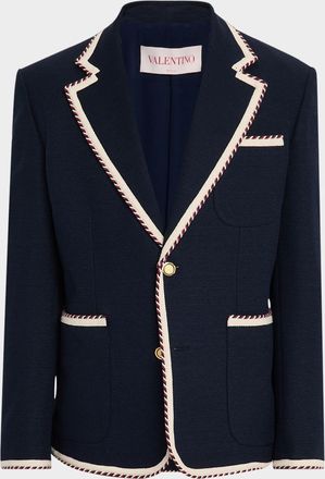 Valentino Garavani Mens VLogo Contrast-Trim Blazer