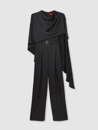 Halston Heritage Crepe Wide Leg Cape, Black, 10