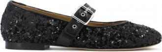 Anna F. Paillet Mary Jane Ballet Flats - Dames - Ballerinas - Zwart - 37 EU - Pailletten - Schoenen