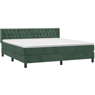 vidaXL Cama Box Spring Con Colch&oacute;n Terciopelo Verde Oscuro 160x200 Cm Vidaxl