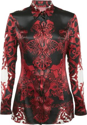 Versace Satijnen blouse met paisley-print - Rood