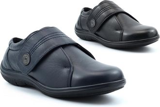 Generic Womens Wide Fit Shoes Ladies Wide Fit Leather Shoes EE Touch Fastening Rita Shoe Lightweight Wider Comfort Shoe Double E Casuals Genuine Leather Sizes