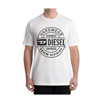 Diesel Tops, Heren, Wit, L, Katoen, Circular Graphic T-shirt