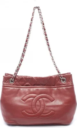 Chanel Bordeaux Grained Calfskin Handbag Tote Bag (Pre-Owned)