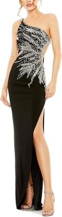 Mac Duggal Embellished One Shoulder Cut Out Gown