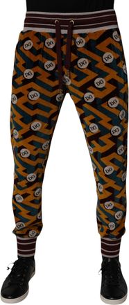 Dolce & Gabbana Mens Multicolor Logo Monogram Jogger Sweatpants Pants Cotton Nylon