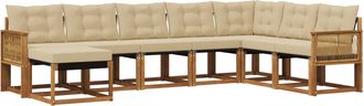 vidaXL Conjunto De Sof&aacute;s De Exterior 8 Uds. Natural Y Beige Vidaxl