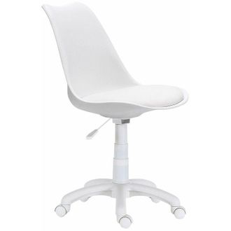 Home Heavenly Home Heavenly - Silla Escritorio Giratoria Y Regulable Tulipa, Asiento Ergon&oacute;mico Tapizado En Polipiel. 79x60x60 Cm. Color: Blanco