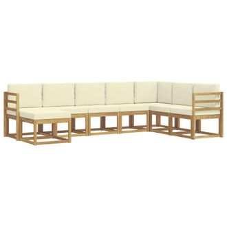 vidaXL Conjunto De Sof&aacute;s De Exterior Con Coj&iacute;n 8 Pcs Blanco Y Crema Vidaxl