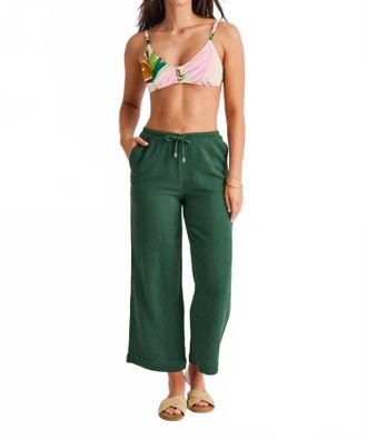 Everyday Sunday Linen Blend Cover Up Pants In Rain Forest