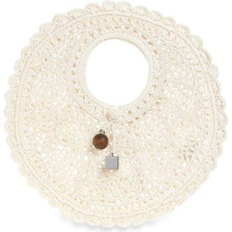 Jacquemus Small Spiaggia Round Crochet Bag in White 100 at Nordstrom