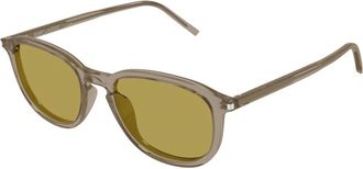 Saint Laurent Ovale Zonnebril - Heren - Zonnebrillen - Grijs - 52 MM - Nylon - Accessoires