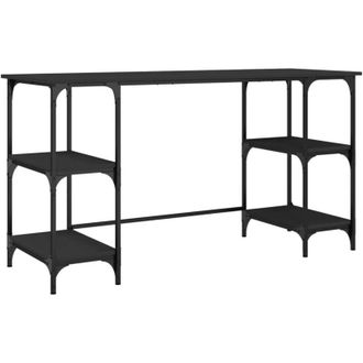 vidaXL Escritorio De Metal Y Madera De Ingenier&iacute;a Negro 140x50x75 Cm Vidaxl