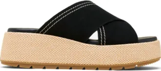 Sorel Womens Sunpeak Platform Slide Sandal In Black, Gum 2