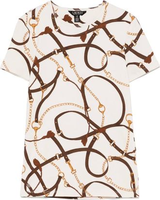 Lauren Ralph Lauren printed T-shirt - women - Cotton/Spandex/Elastane - S - Neutrals