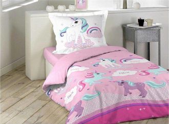 Douceur d'Int&eacute;rieur Douceur-dinterieur Juego De Cama Unicornio Rosa Reversible Algod&oacute;n