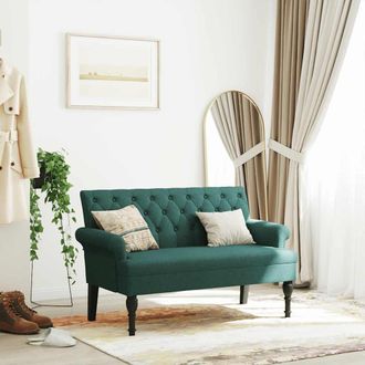 vidaXL Banco Con Respaldo Tela Verde Oscuro 120x62x75,5 Cm Vidaxl