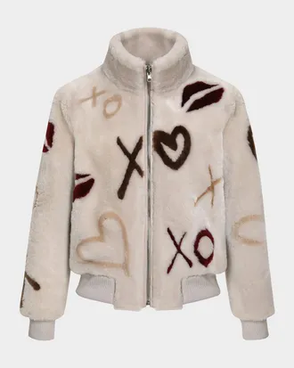Gorski Reversible Love Merino Shearing Lamb Bomber Jacket
