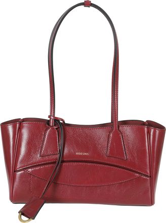 Hidesins Wine Two-Tone Shopper S Gold Logo Leather Tote Bag