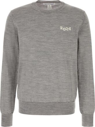 Comme Des Gar&ccedil;ons Ribgebreide wollen trui met ronde hals - Heren - Ronde hals truien - Grijs - L - Wol - Truien & Vesten