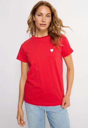 Lascana T-Shirt LASCANA, Damen, Gr. 32/34, rot, Jersey, Obermaterial: 100% Baumwolle, unifarben, figurumspielend h&uuml;ftlang, Rundhals, Shirts T-Shirt, mit s&uuml;sse