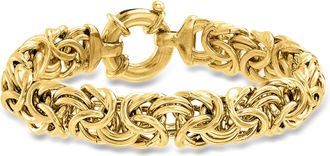 Ross-Simons Italian 18kt Yellow Gold Over Sterling Large Byzantine Bracelet