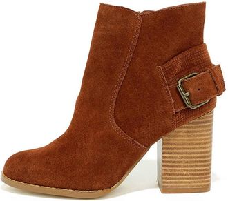 Sbicca Womens Lorenza Suede Bootie In Cognac