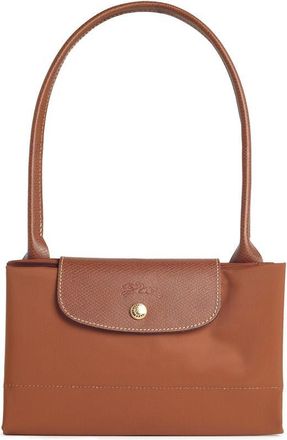 Longchamp L Cognacfarbene Tela-Schultertasche Le Pliage Original