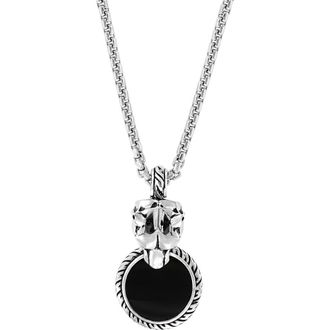 Effy Mens Sterling Silver Onyx Pendant Necklace in Black at Nordstrom Rack, Size 22