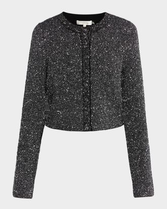 LoveShackFancy Ferra Sequined Knit Cardigan