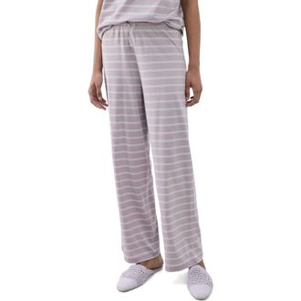 Mango Stripe Cotton Pajama Pants in Purple at Nordstrom, Size Large