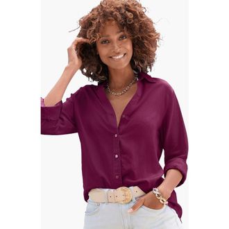 Lascana Womens Button Down Blouse in Plum at Nordstrom, Size 12