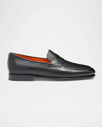 Santoni Men & apos;s Carlo Soft Burnished Leather Penny Loafers