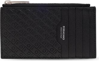 Ferragamo Leren Kaarthouder - Heren - Portefeuilles - Zwart - ONE Size - Leer - Accessoires
