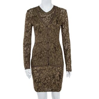 M Missoni Gold Lurex Knit Cardigan & Midi Dress Set