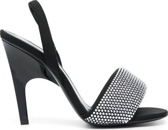 The Attico Rem 105mm crystal-embellished sandals - women - Polyamide/Elastane/glass/Goat Skin/Calf Leather - 36 - Black