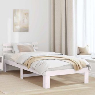vidaXL Bed Frame with Headboard White 75 x 190 cm Solid Pine wood Vidaxl