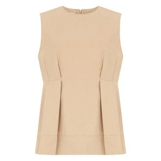 Vince Sleeveless Tops, female, Beige, Size: XS Pleated Sleeveless Blouse