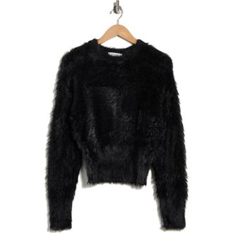 Wayf Fluffy Crop Sweater in Black at Nordstrom Rack, Size X-Large