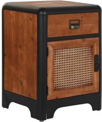 DKD Home Decor Nightstand - Pine and Metal - 1 drawer - Loft design - 48x40x62 cm